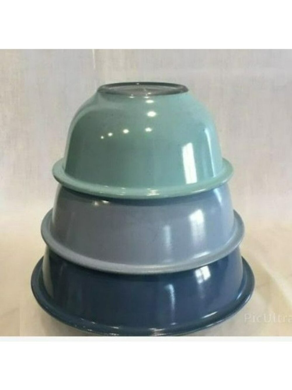 Vintage PYREX Moody Blues Clear Bottom Nesting Mixing Bowls - 322 / 323 / 325